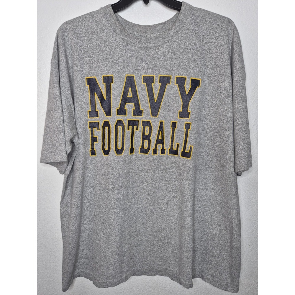 Vintage Navy Football Shirt Mens 3XL Heather Grey USA Made Single Stitch